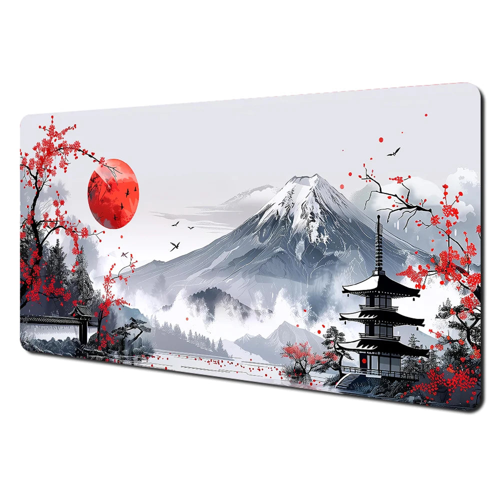 Large Gaming Desk Mat – Red & Black Art Design