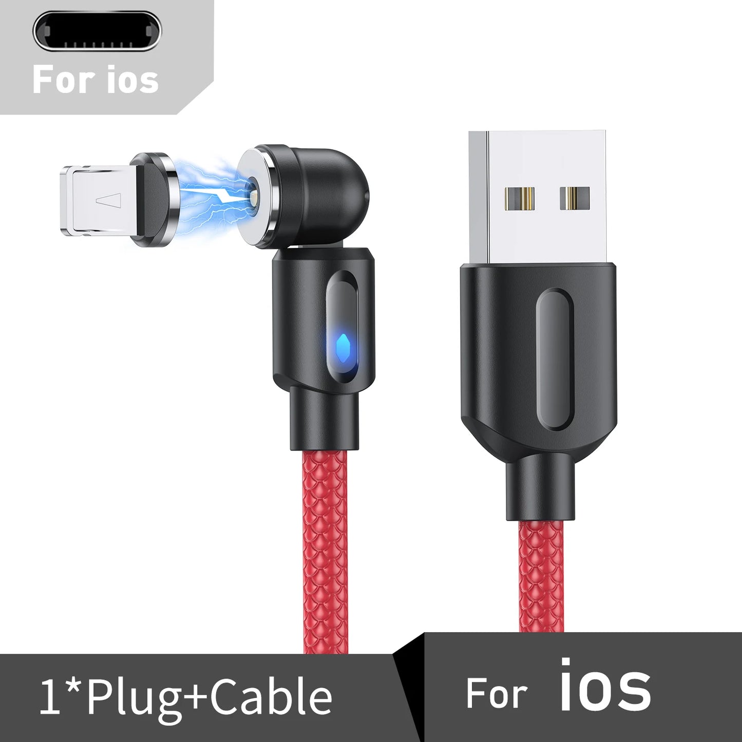 Cable Magnétique LED 3-en-1 – USB-C, Lightning & Micro-USB