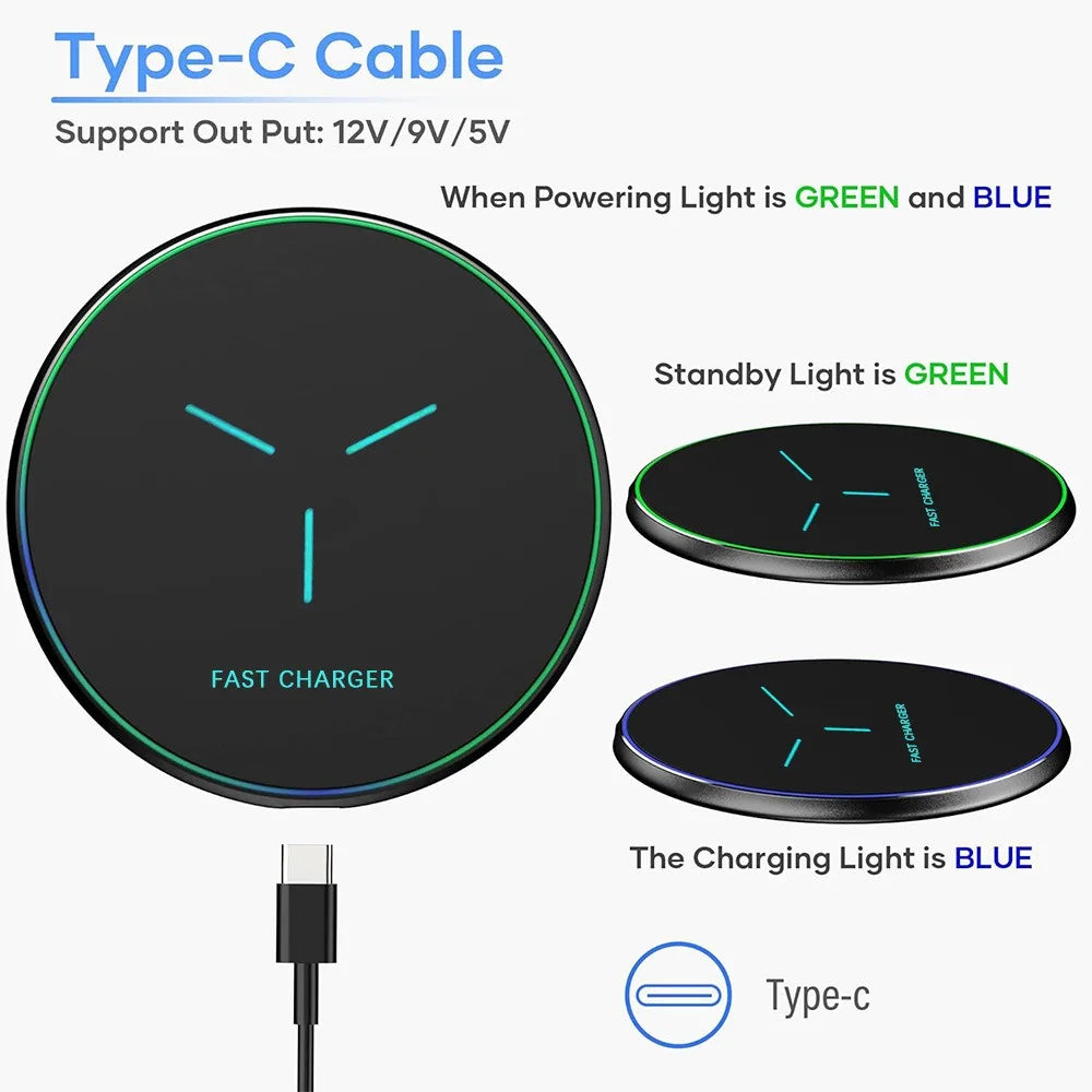 Chargeur Sans Fil à Induction 15W – Compatible iPhone & Samsung