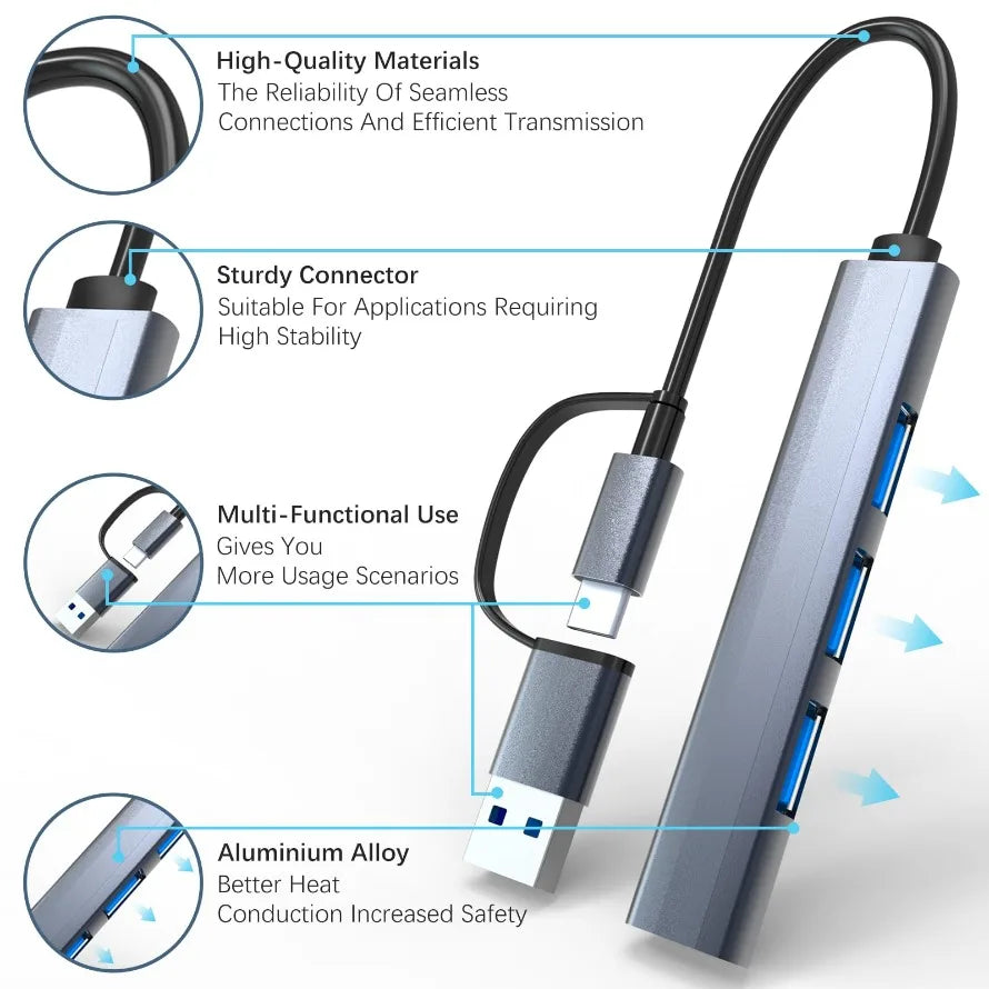 4-in-1 USB-C & USB-A Hub