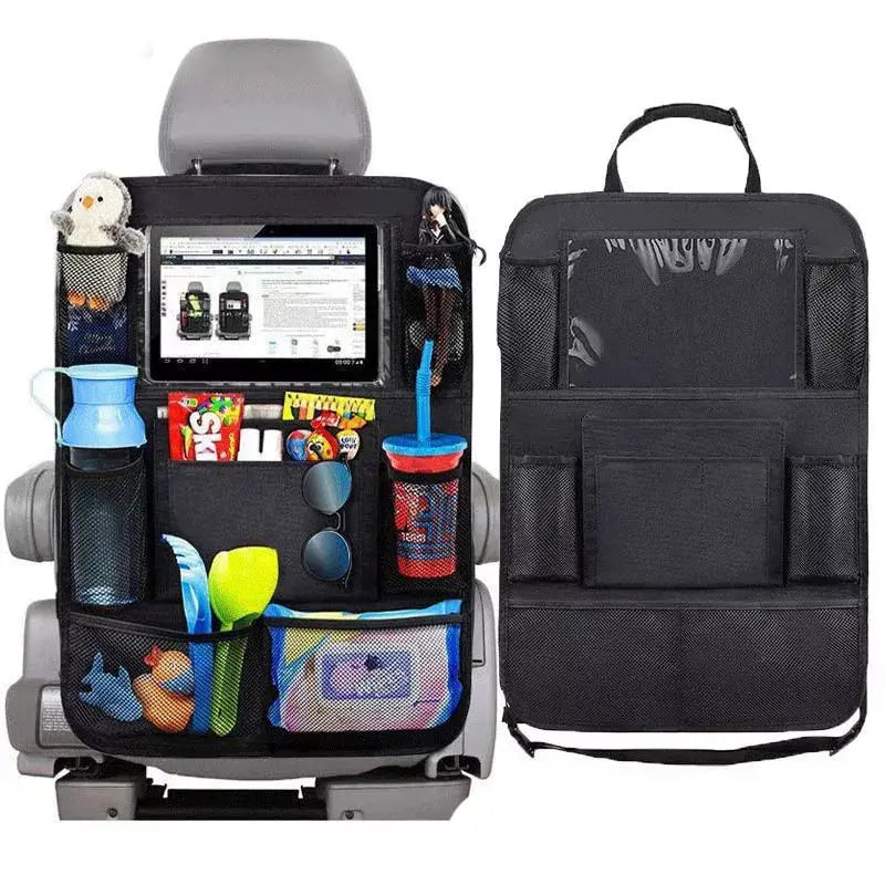 Organisateur Siège Arrière Voiture avec Support Tablette Tactile — Rangement Auto, Protège-Siège et Pochettes de Stockage