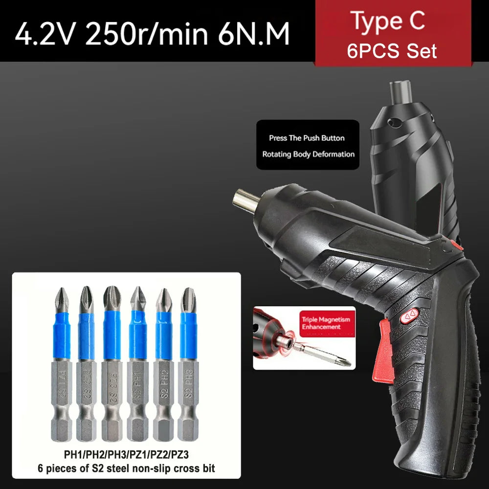 Tournevis Électrique Rechargeable 4.2V 6Nm — Compact, Puissant, Batterie 1300mAh Longue Durée