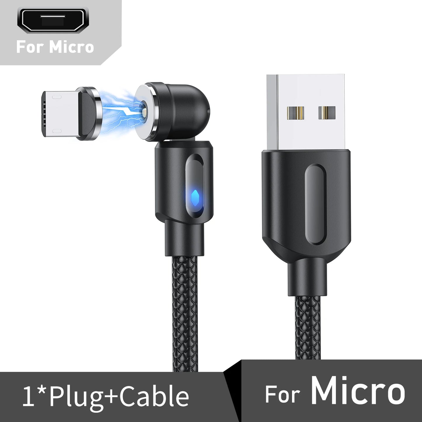 Cable Magnétique LED 3-en-1 – USB-C, Lightning & Micro-USB