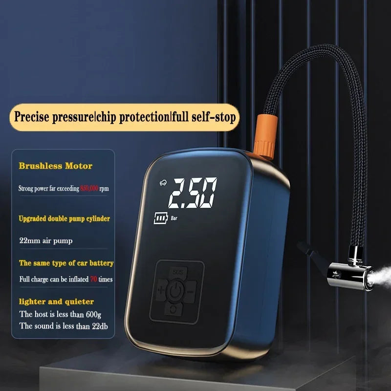 Compresseur d'Air Portable Rechargeable – Gonfleur Pneu Voiture & Vélo