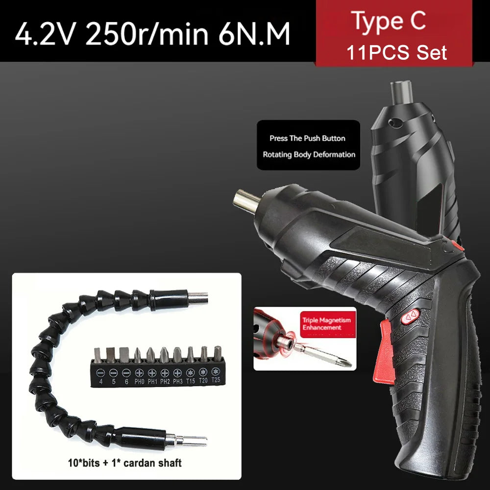 Tournevis Électrique Rechargeable 4.2V 6Nm — Compact, Puissant, Batterie 1300mAh Longue Durée