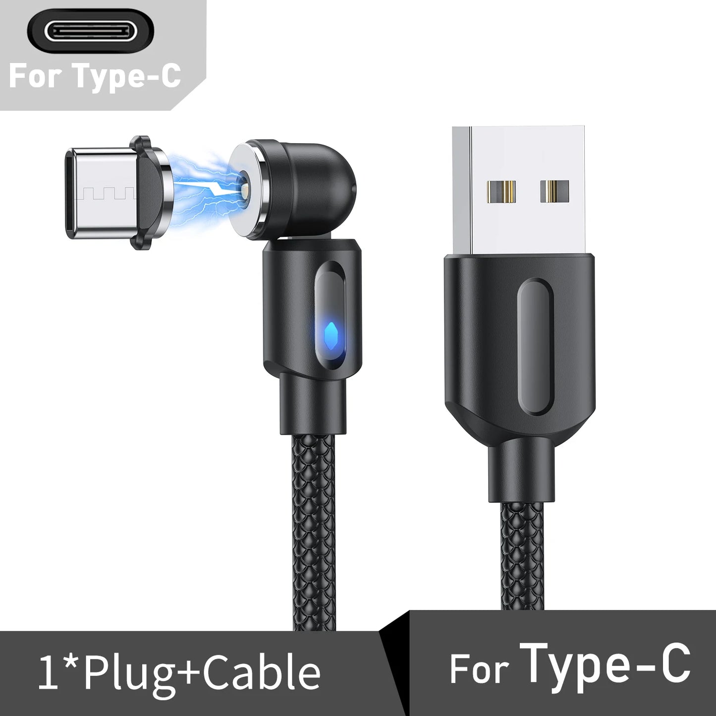 Cable Magnétique LED 3-en-1 – USB-C, Lightning & Micro-USB