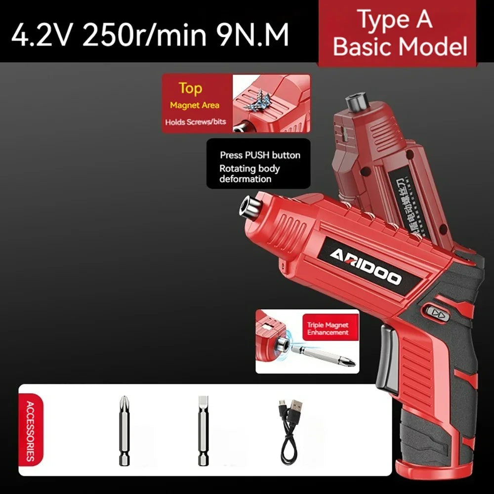 Tournevis Électrique Rechargeable 4.2V 6Nm — Compact, Puissant, Batterie 1300mAh Longue Durée