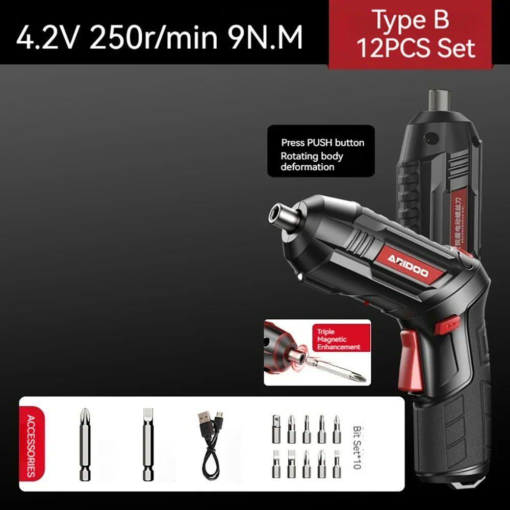 Tournevis Électrique Rechargeable 4.2V 6Nm — Compact, Puissant, Batterie 1300mAh Longue Durée