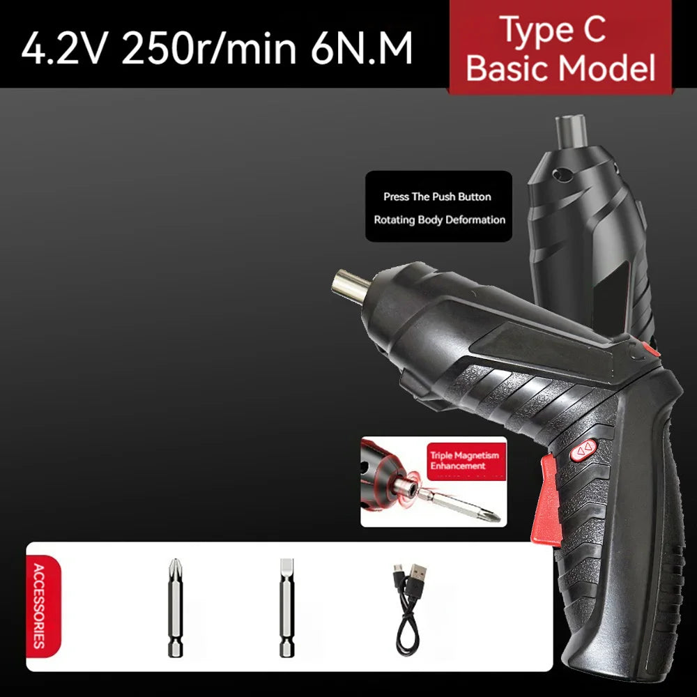 Tournevis Électrique Rechargeable 4.2V 6Nm — Compact, Puissant, Batterie 1300mAh Longue Durée