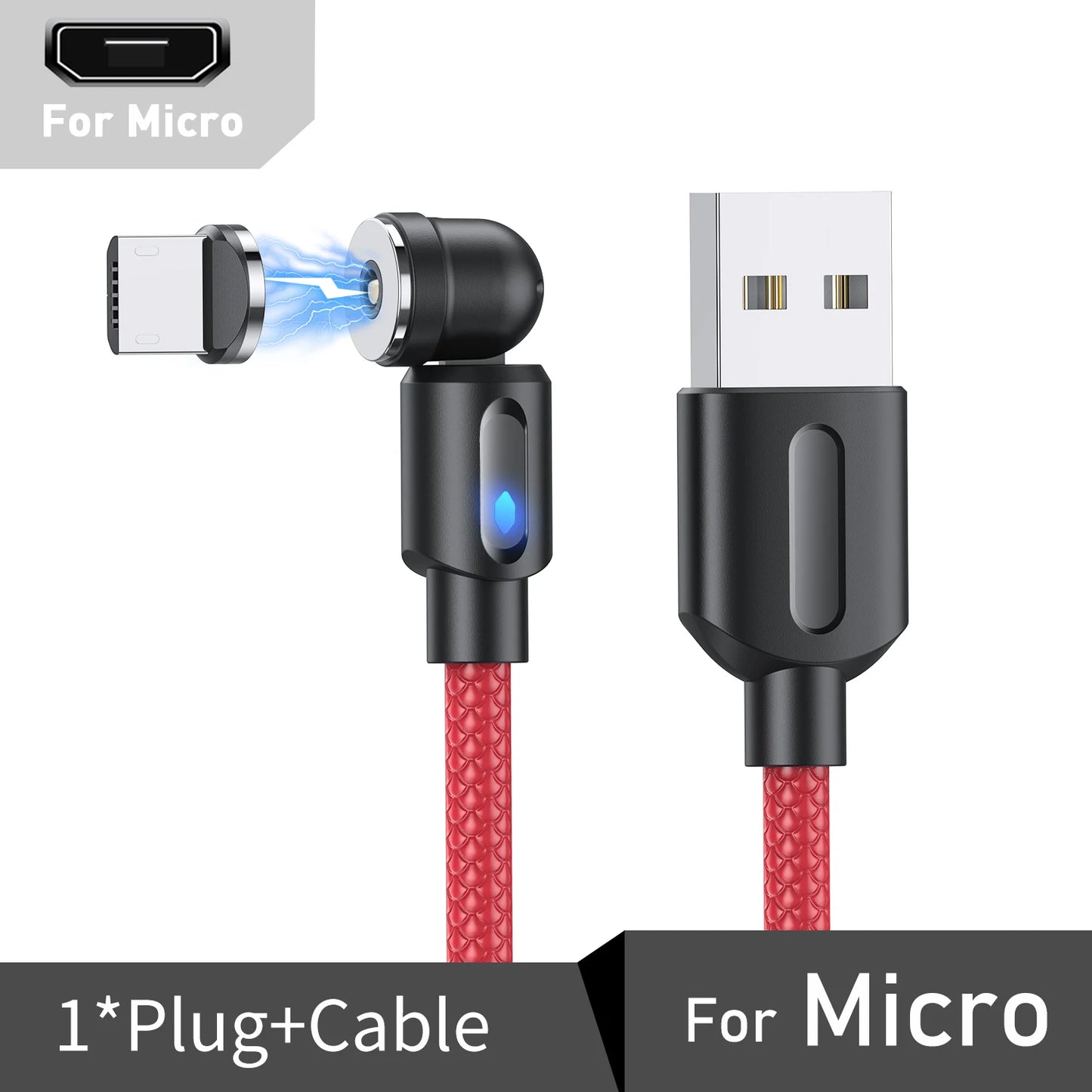 Cable Magnétique LED 3-en-1 – USB-C, Lightning & Micro-USB