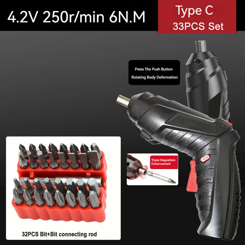 Tournevis Électrique Rechargeable 4.2V 6Nm — Compact, Puissant, Batterie 1300mAh Longue Durée