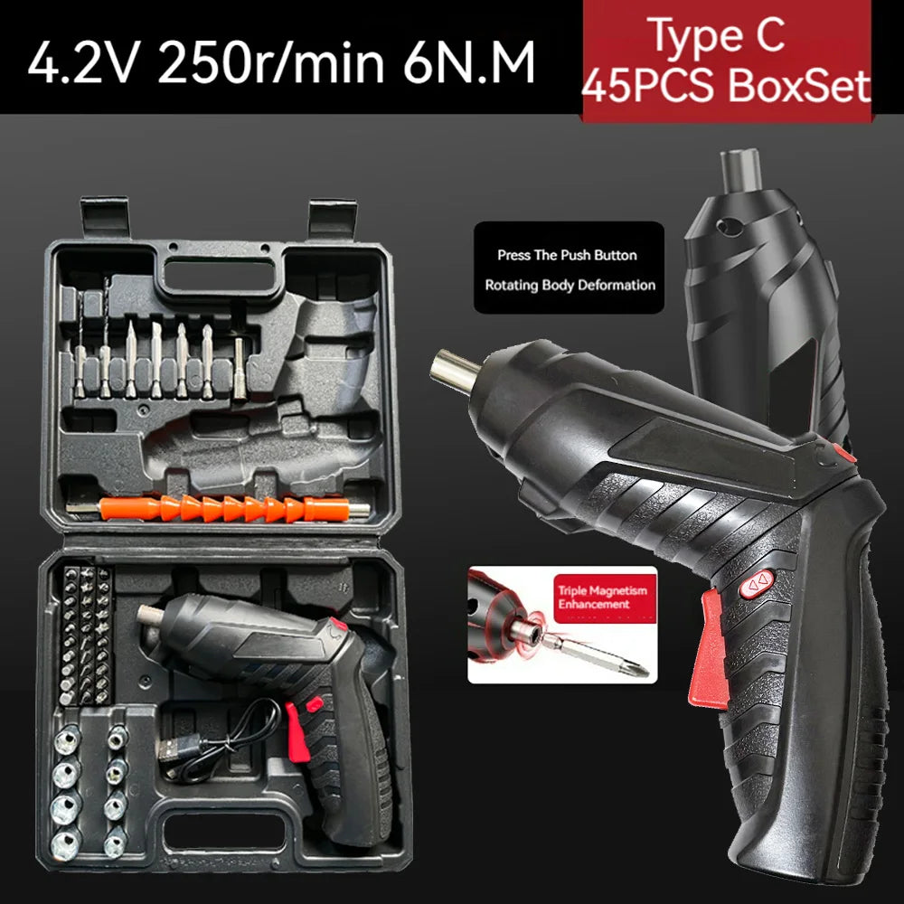 Tournevis Électrique Rechargeable 4.2V 6Nm — Compact, Puissant, Batterie 1300mAh Longue Durée