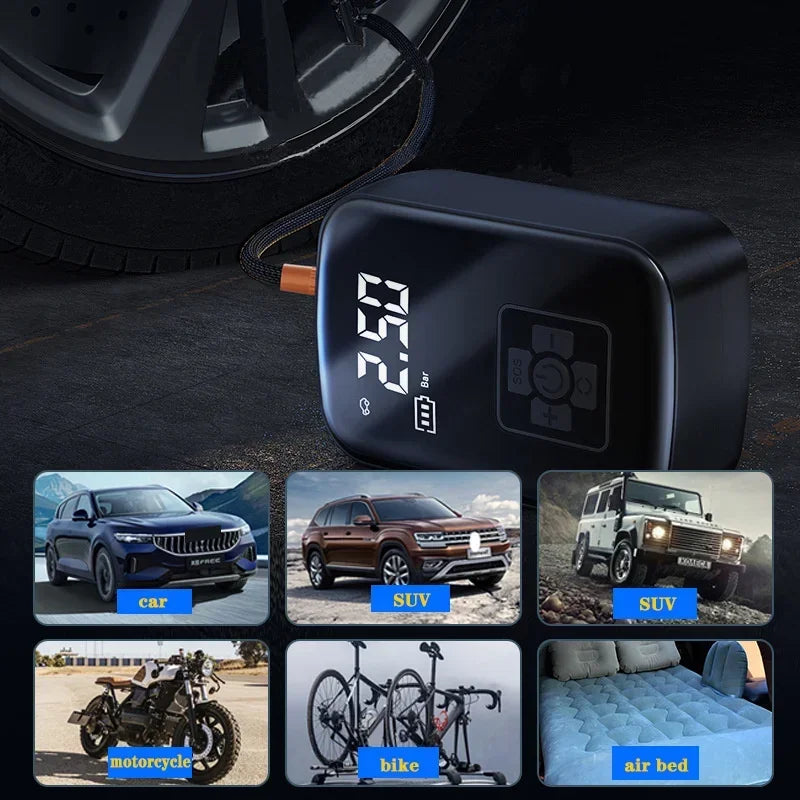Compresseur d'Air Portable Rechargeable – Gonfleur Pneu Voiture & Vélo