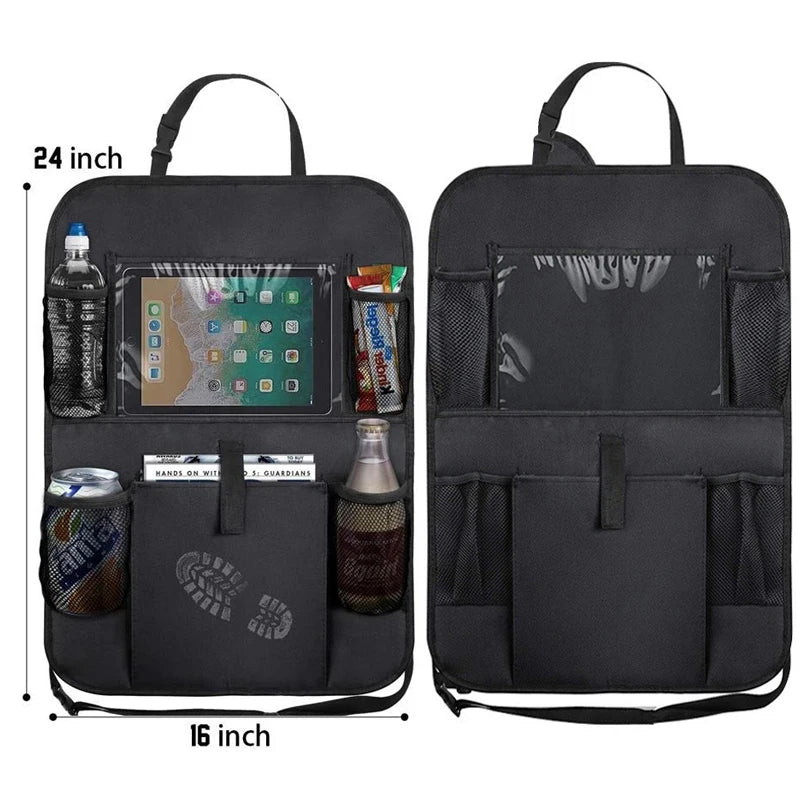 Organisateur Siège Arrière Voiture avec Support Tablette Tactile — Rangement Auto, Protège-Siège et Pochettes de Stockage