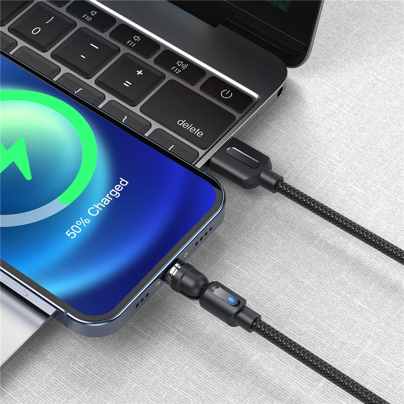 Cable Magnétique LED 3-en-1 – USB-C, Lightning & Micro-USB