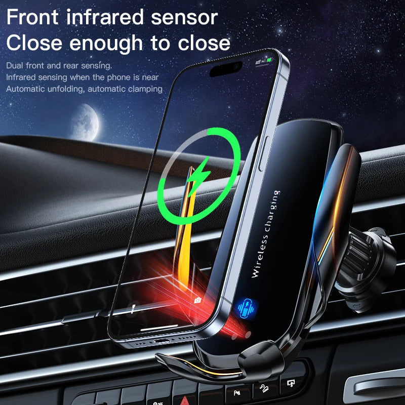 Chargeur Sans Fil Voiture – Charge Rapide 15W Compatible iPhone & Android